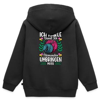 Häkeln - Kinder Premium Organic Zip Hoodie - Schwarz - Hinten - AI Model Kid Male (0cm)