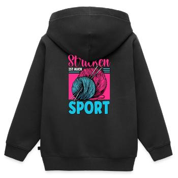 Häkeln - Kinder Premium Organic Zip Hoodie - Schwarz - Hinten - AI Model Kid Male (0cm)