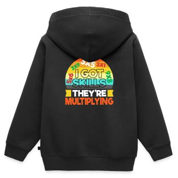 J’ai acquis des compétences qu’ils multiplient - Sweat Premium à capuche zippé enfant bio - noir - Dos - AI Model Kid Male (0cm)