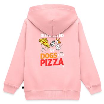 Pizza Hund Essen Pizzeria Italienisch Welpen - Kinder Premium Organic Zip Hoodie - Rosa - Hinten - AI Model Kid Female (0cm)