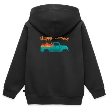 Happy Harvest Ernte Kürbis Shirt Herbst - Kinder Premium Organic Zip Hoodie - Schwarz - Hinten - AI Model Kid Male (0cm)