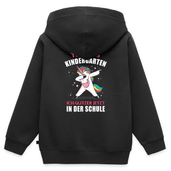 Tschüss Kindergarten Ich Glitzer in der Schule - Kinder Premium Organic Zip Hoodie - Schwarz - Hinten - AI Model Kid Male (0cm)