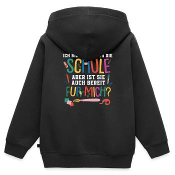 Einschulung Schule Ich Bin Bereit Für Die Schule - Kinder Premium Organic Zip Hoodie - Schwarz - Hinten - AI Model Kid Male (0cm)