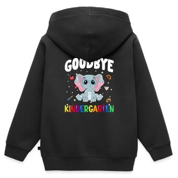 Goodbye Kindergarten Elefant Schultüte - Kinder Premium Organic Zip Hoodie - Schwarz - Hinten - AI Model Kid Male (0cm)