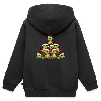 Schildkröte Weihnachtsbaum - Kinder Premium Organic Zip Hoodie - Schwarz - Hinten - AI Model Kid Male (0cm)