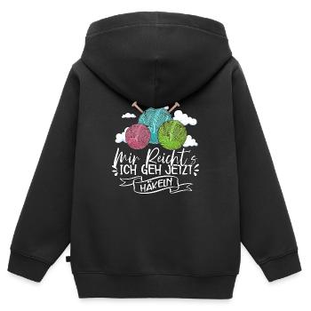 Häkeln - Kinder Premium Organic Zip Hoodie - Schwarz - Hinten - AI Model Kid Male (0cm)