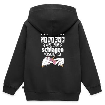Häkeln - Kinder Premium Organic Zip Hoodie - Schwarz - Hinten - AI Model Kid Male (0cm)