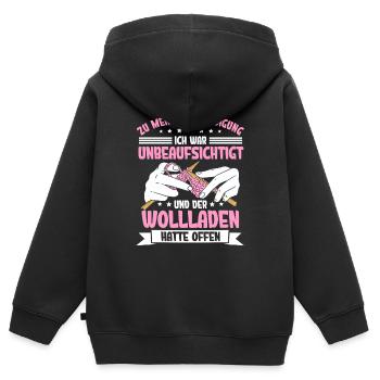 Häkeln - Kinder Premium Organic Zip Hoodie - Schwarz - Hinten - AI Model Kid Male (0cm)