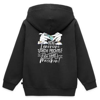 Häkeln - Kinder Premium Organic Zip Hoodie - Schwarz - Hinten - AI Model Kid Male (0cm)