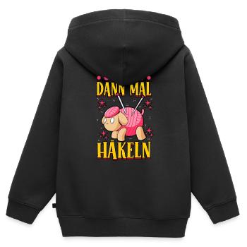 Häkeln - Kinder Premium Organic Zip Hoodie - Schwarz - Hinten - AI Model Kid Male (0cm)