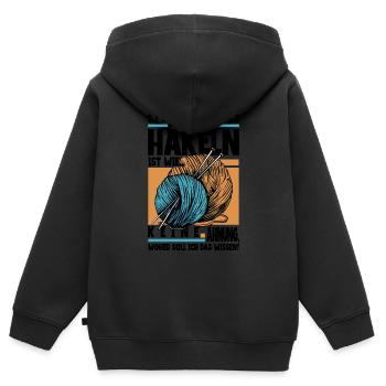 Häkeln - Kinder Premium Organic Zip Hoodie - Schwarz - Hinten - AI Model Kid Male (0cm)