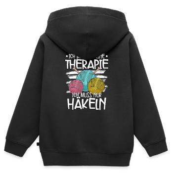 Häkeln - Kinder Premium Organic Zip Hoodie - Schwarz - Hinten - AI Model Kid Male (0cm)
