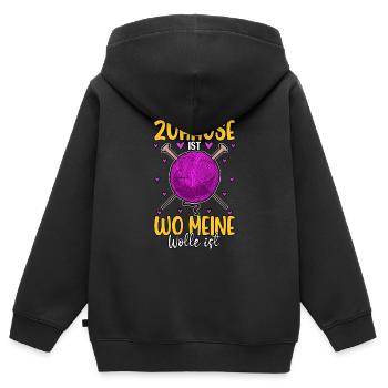 Häkeln - Kinder Premium Organic Zip Hoodie - Schwarz - Hinten - AI Model Kid Male (0cm)