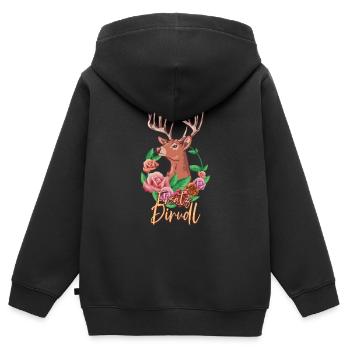 Ersatz Dirndl - Kinder Premium Organic Zip Hoodie - Schwarz - Hinten - AI Model Kid Male (0cm)