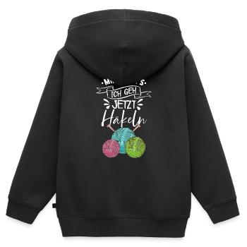 Häkeln - Kinder Premium Organic Zip Hoodie - Schwarz - Hinten - AI Model Kid Male (0cm)