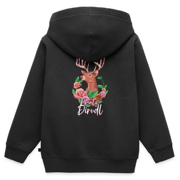 Ersatz Dirndl - Kinder Premium Organic Zip Hoodie - Schwarz - Hinten - AI Model Kid Male (0cm)