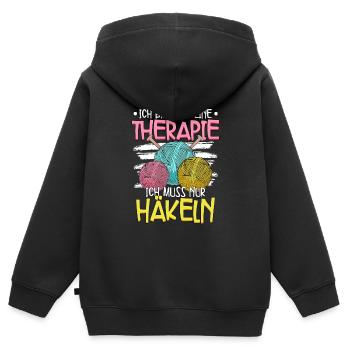 Häkeln - Kinder Premium Organic Zip Hoodie - Schwarz - Hinten - AI Model Kid Male (0cm)
