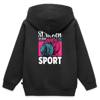 Häkeln - Kinder Premium Organic Zip Hoodie - Schwarz - Hinten - AI Model Kid Male (0cm)