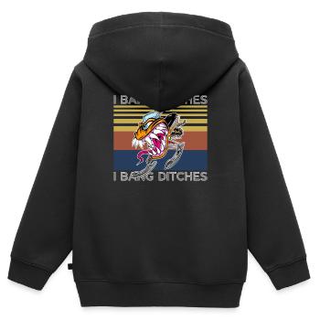 I Bang Ditches Schneemobil braust über Gräben - Kinder Premium Organic Zip Hoodie - Schwarz - Hinten - AI Model Kid Male (0cm)