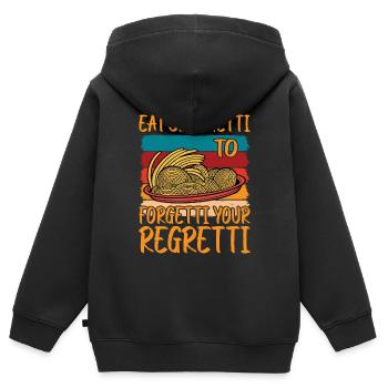 Eat Spaghetti To Forgetti Your Regretti 9 - Kinder Premium Organic Zip Hoodie - Schwarz - Hinten - AI Model Kid Male (0cm)