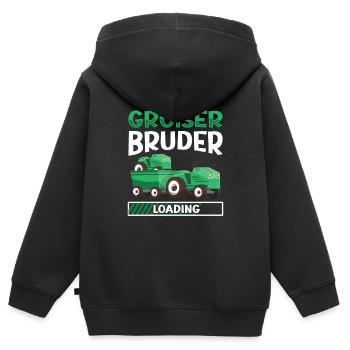 Großer Bruder 2023 Traktor Schwangerschaft - Kinder Premium Organic Zip Hoodie - Schwarz - Hinten - AI Model Kid Male (0cm)