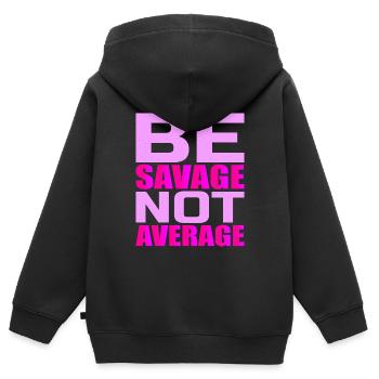 Soyez sauvage pas moyen 4 - Sweat Premium à capuche zippé enfant bio - noir - Dos - AI Model Kid Male (0cm)