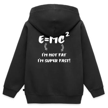 E = MC² - Je ne suis pas gros Je suis super rapide - Sweat Premium à capuche zippé enfant bio - noir - Dos - AI Model Kid Male (0cm)