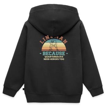 Lineman Because Quarterbacks Need Heros Too - Kinder Premium Organic Zip Hoodie - Schwarz - Hinten - AI Model Kid Male (0cm)