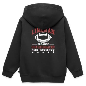 Lineman Because Quarterbacks Need Heros Too - Kinder Premium Organic Zip Hoodie - Schwarz - Hinten - AI Model Kid Male (0cm)