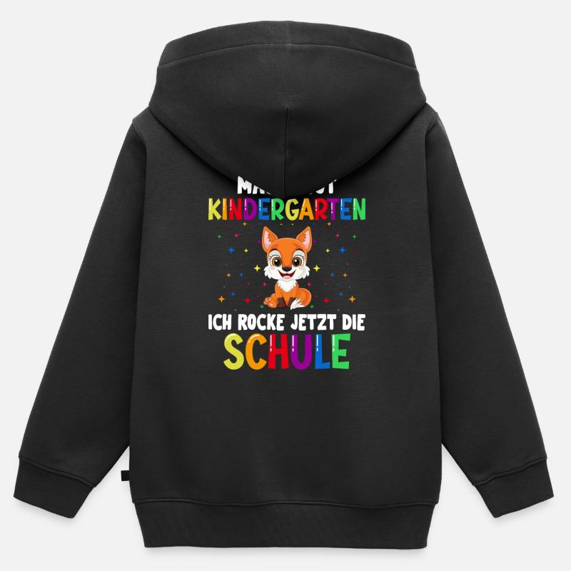 Schulkind Einschulung Fuchs Schulstart Schule - Kinder Premium Organic Zip Hoodie - Schwarz