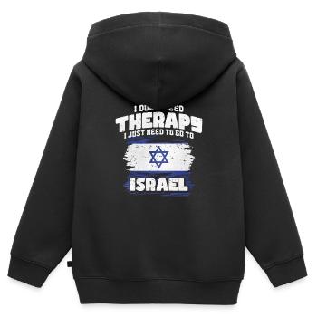 Israel - Kinder Premium Organic Zip Hoodie - Schwarz - Hinten - AI Model Kid Male (0cm)