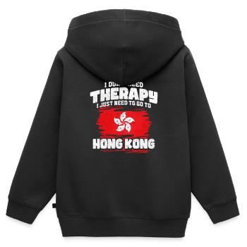 Hongkong - Kinder Premium Organic Zip Hoodie - Schwarz - Hinten - AI Model Kid Male (0cm)
