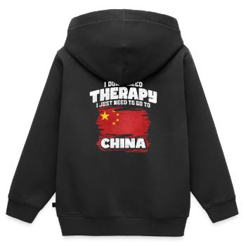 Chine - Sweat Premium à capuche zippé enfant bio - noir - Dos - AI Model Kid Male (0cm)