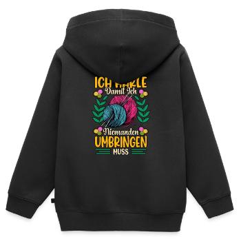 Häkeln - Kinder Premium Organic Zip Hoodie - Schwarz - Hinten - AI Model Kid Male (0cm)