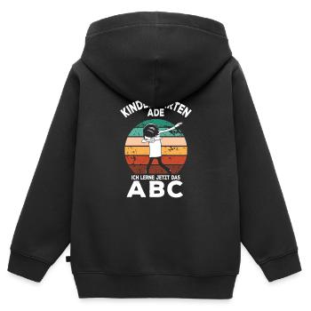 Maternelle Ade J’apprends ABC - Sweat Premium à capuche zippé enfant bio - noir - Dos - AI Model Kid Male (0cm)