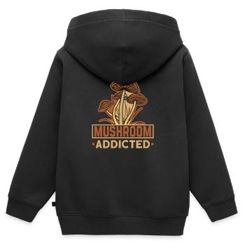 Morels Mushroom Picker Champignon Fermier Champignon - Sweat Premium à capuche zippé enfant bio - noir - Dos - AI Model Kid Male (0cm)