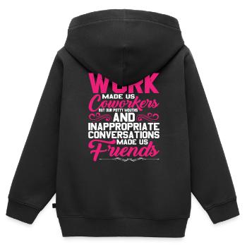 Nos conversations inappropriées nous ont fait des amis 5 - Sweat Premium à capuche zippé enfant bio - noir - Dos - AI Model Kid Male (0cm)