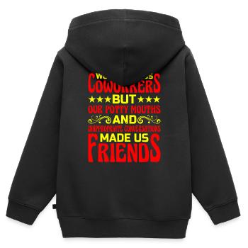Nos conversations inappropriées nous ont fait des amis 6 - Sweat Premium à capuche zippé enfant bio - noir - Dos - AI Model Kid Male (0cm)