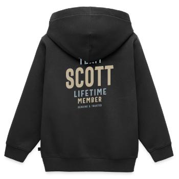 Team Scott Lifetime Member Personalisierter Name - Kinder Premium Organic Zip Hoodie - Schwarz - Hinten - AI Model Kid Male (0cm)