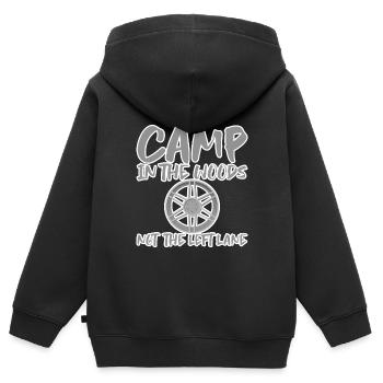 Camp In The Woods, Not The Left Lane - Kinder Premium Organic Zip Hoodie - Schwarz - Hinten - AI Model Kid Male (0cm)