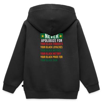 Black History - Kinder Premium Organic Zip Hoodie - Schwarz - Hinten - AI Model Kid Male (0cm)