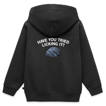 Avez-vous essayé de le lécher, géologie - Sweat Premium à capuche zippé enfant bio - noir - Dos - AI Model Kid Male (0cm)