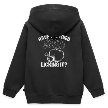 Avez-vous essayé de le lécher, géologie - Sweat Premium à capuche zippé enfant bio - noir - Dos - AI Model Kid Male (0cm)