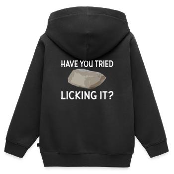Avez-vous essayé de le lécher, la géologie, - Sweat Premium à capuche zippé enfant bio - noir - Dos - AI Model Kid Male (0cm)