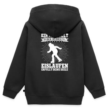 Eislaufen - Kinder Premium Organic Zip Hoodie - Schwarz - Hinten - AI Model Kid Male (0cm)