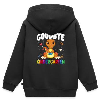 Goodbye Kindergarten Dino Schultüte - Kinder Premium Organic Zip Hoodie - Schwarz - Hinten - AI Model Kid Male (0cm)