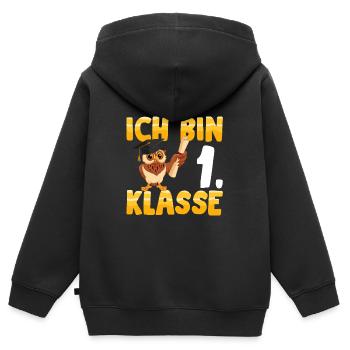 Ich bin 1. Klasse - Kinder Premium Organic Zip Hoodie - Schwarz - Hinten - AI Model Kid Male (0cm)