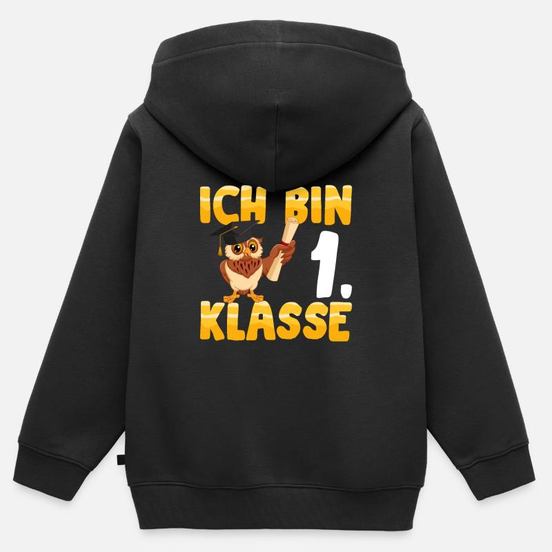 Ich bin 1. Klasse - Kinder Premium Organic Zip Hoodie - Schwarz