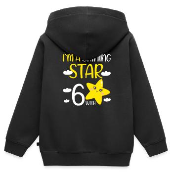 Cadeau de fille d’anniversaire de 6 ans à A Shining Star - Sweat Premium à capuche zippé enfant bio - noir - Dos - AI Model Kid Male (0cm)
