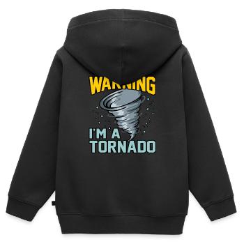 Tornado - Kinder Premium Organic Zip Hoodie - Schwarz - Hinten - AI Model Kid Male (0cm)